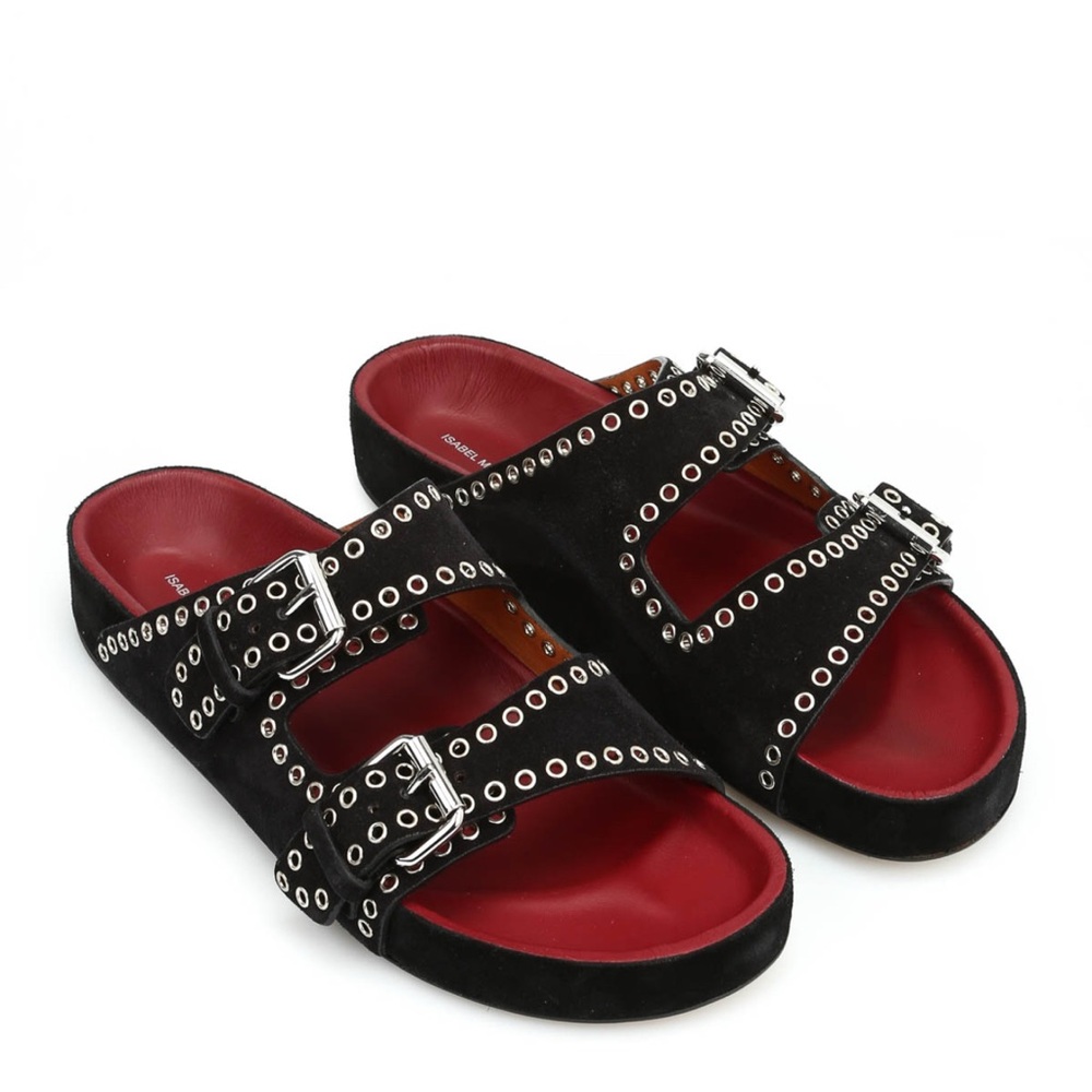 Isabel Marant Black and Red Studded Sandals